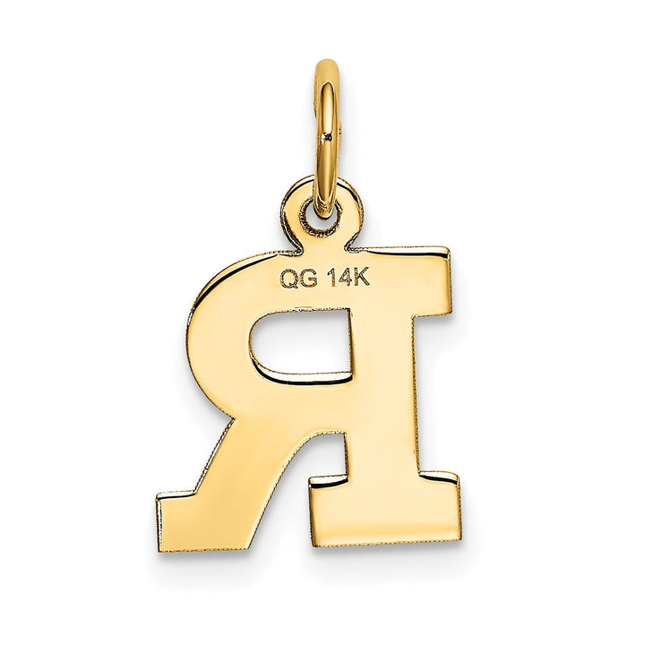 14k Yellow Gold Small Block Design Letter R Initial Pendant