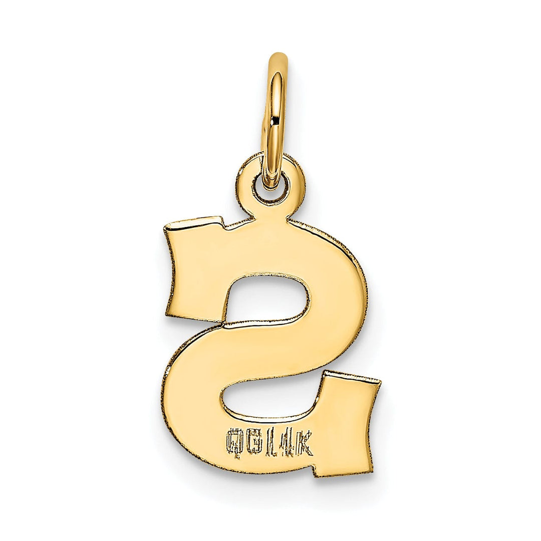 14k Yellow Gold Small Block Design Letter S Initial Pendant