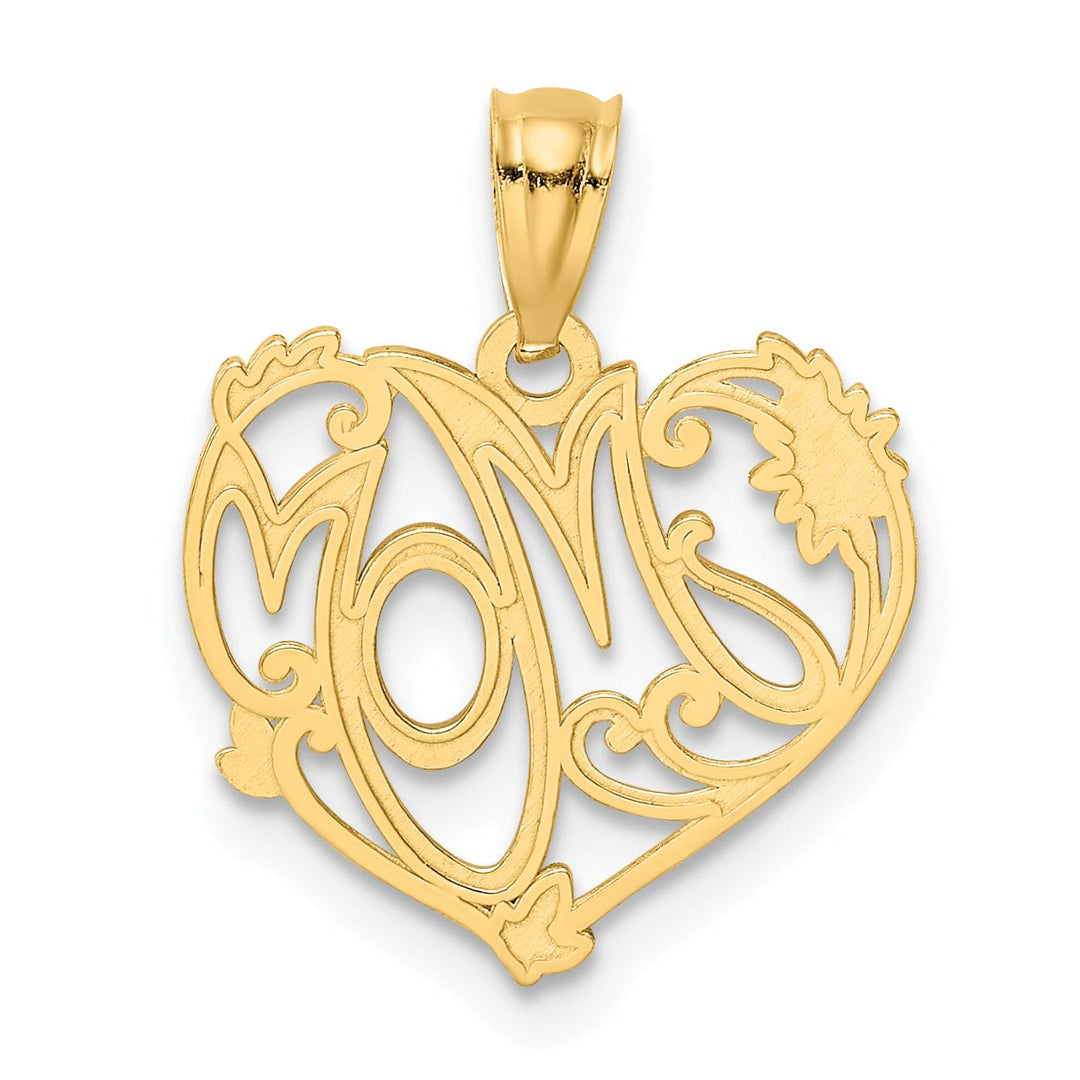 14k Two Tone Gold Mom Charm Pendant