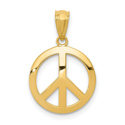 14k Yellow Gold Peace Sign Circle Charm Pendant at $ 58.16 only from Jewelryshopping.com