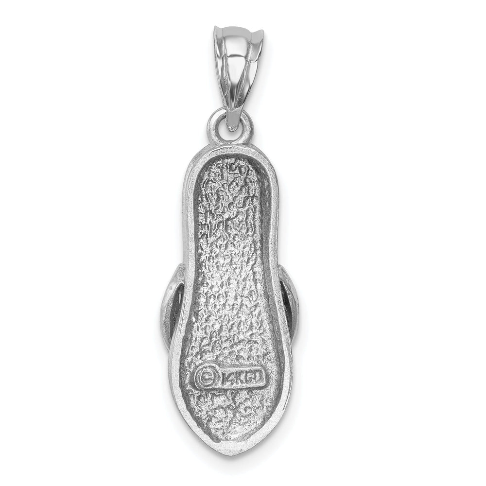 14K White Gold Solid Satin Diamond Flip Flop Sandal Pendant