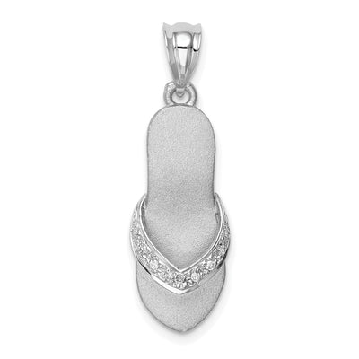 14K White Gold Solid Satin Finish Diamond 0.040 ctw Flip Flop Sandal Charm Pendant at $ 422.33 only from Jewelryshopping.com