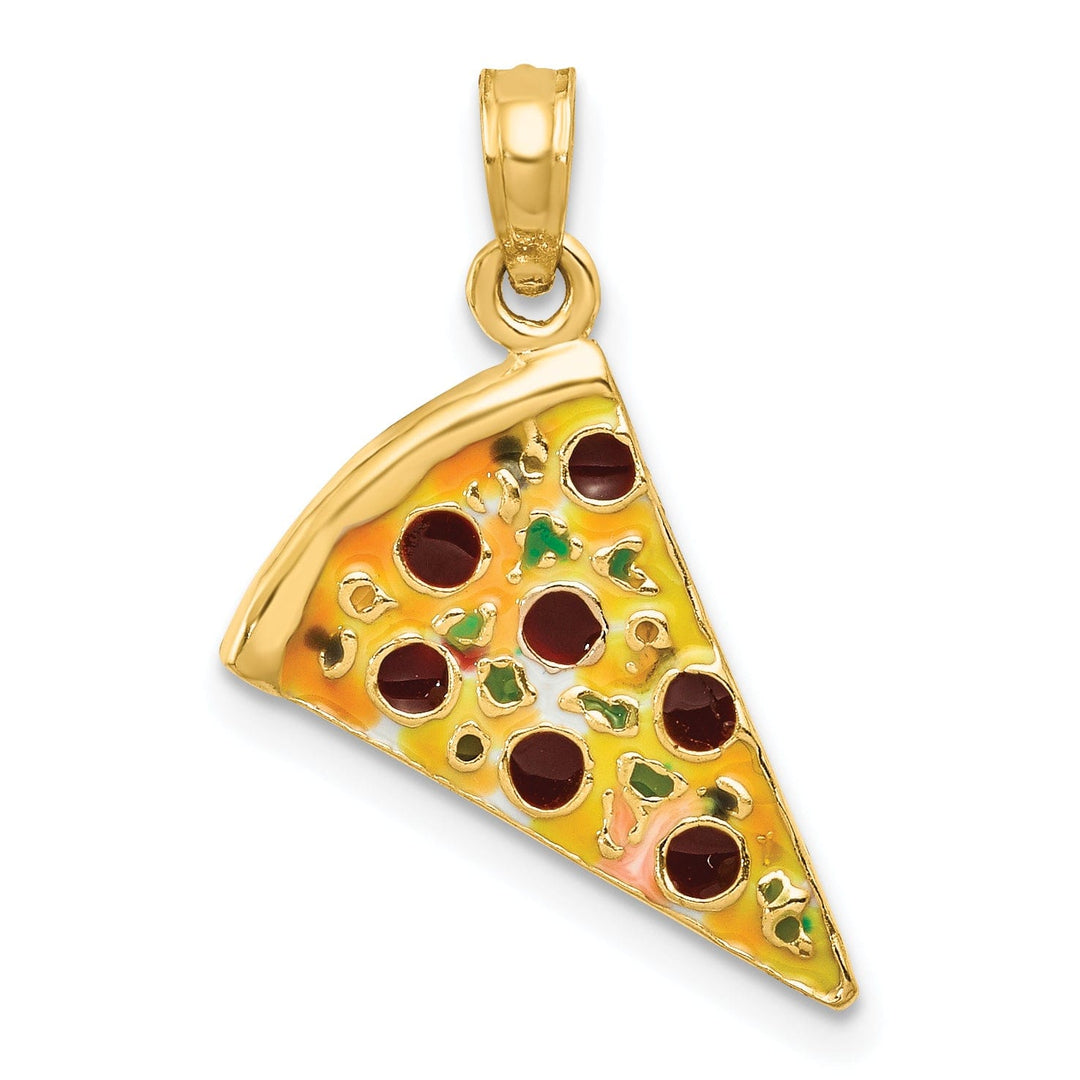 14k Yellow Gold Enameled Pizza Slice Pendant