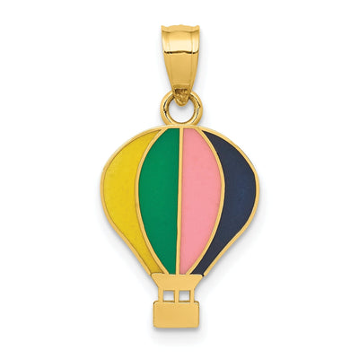 14kYellow Gold Green Pink Black Hot Air Balloon at $ 87.65 only from Jewelryshopping.com