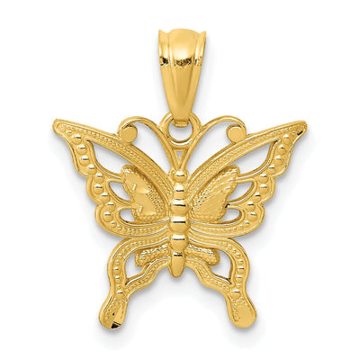 14k Yellow Gold Textured Open Back Solid Polished Finish Diamond-cut Butterfly Charm Pendant at $ 61.4 only from Jewelryshopping.com