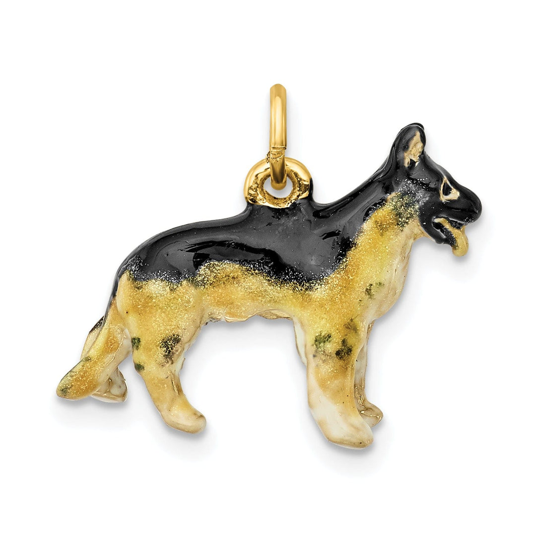 14k Yellow Gold German Shepherd Charm