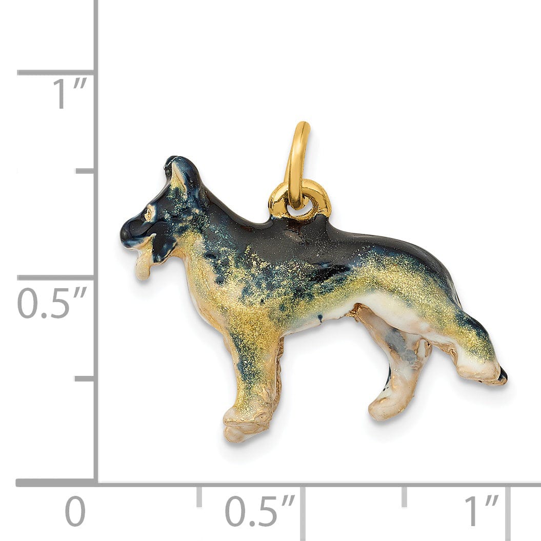 14k Yellow Gold German Shepherd Charm