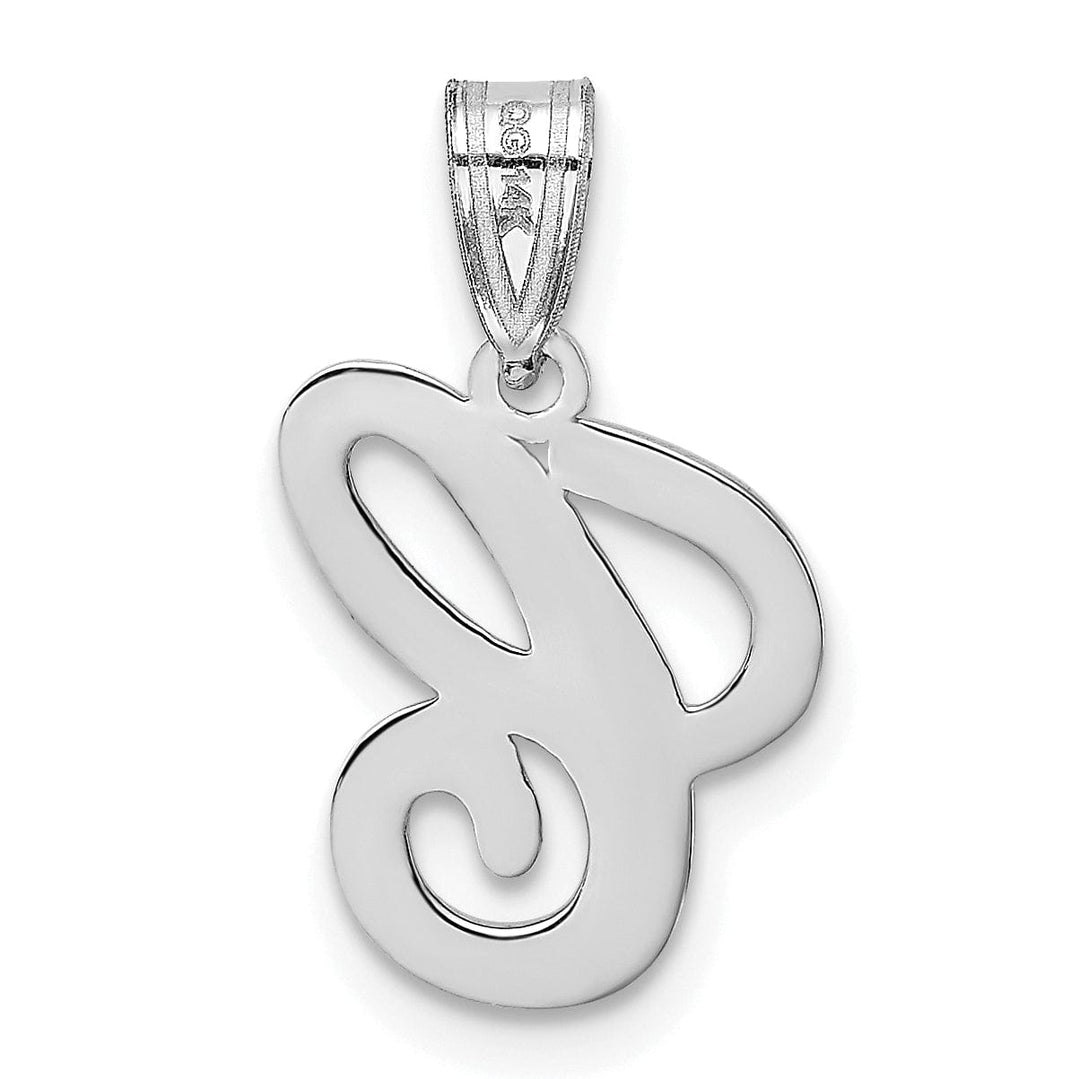 14K White Gold Medium Size Script Design Letter C Initial Charm Pendant
