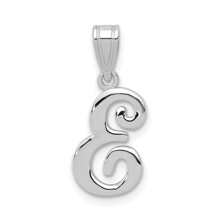 14K White Gold Medium Size Script Design Letter E Initial Charm Pendant