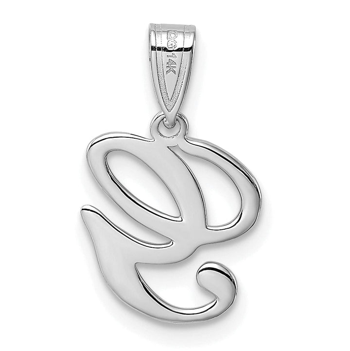 14K White Gold Medium Size Script Design Letter G Initial Charm Pendant