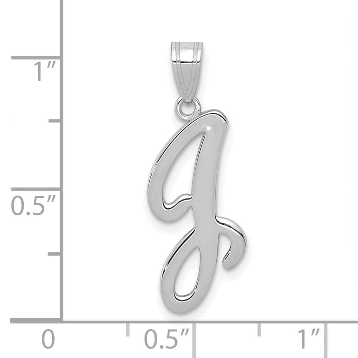 14K White Gold Medium Size Script Design Letter J Initial Charm Pendant