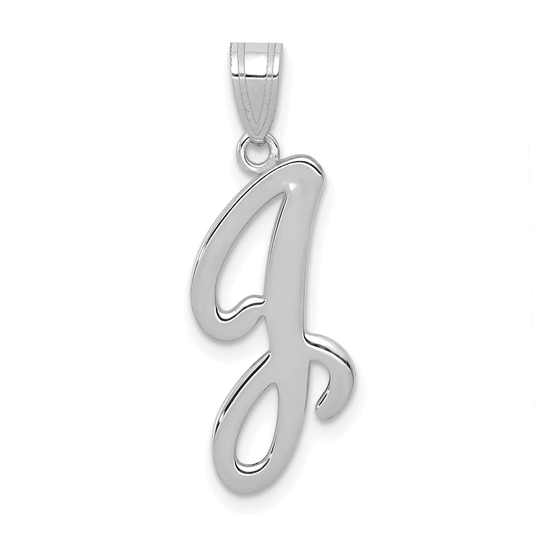 14K White Gold Medium Size Script Design Letter J Initial Charm Pendant