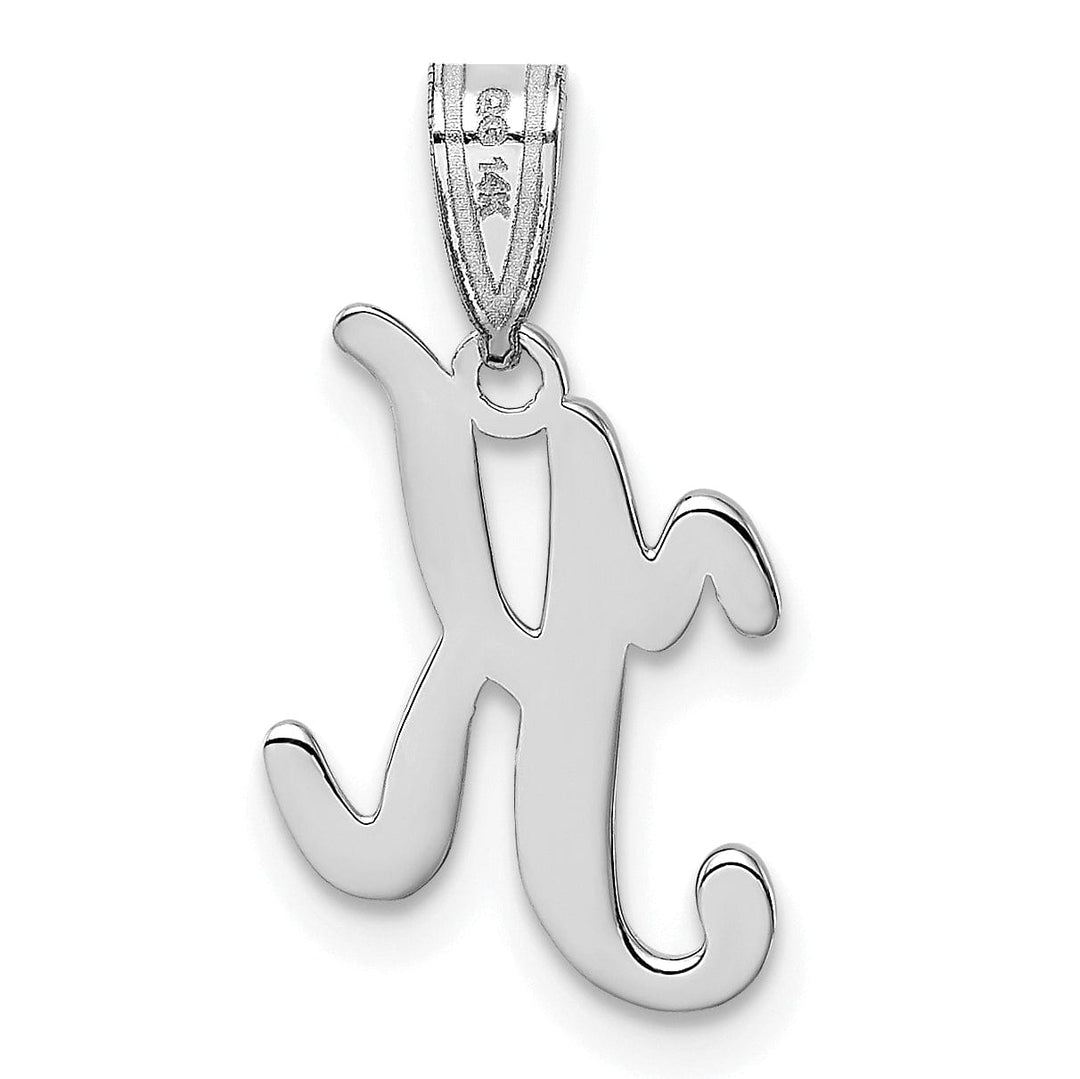 14K White Gold Medium Size Script Design Letter K Initial Charm Pendant