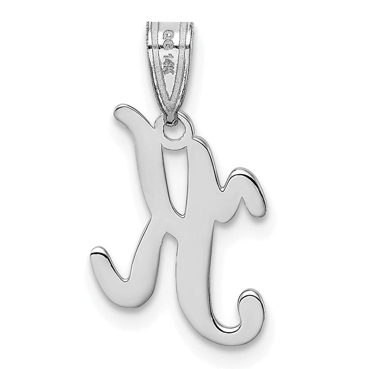 14K White Gold Medium Size Script Design Letter K Initial Charm Pendant