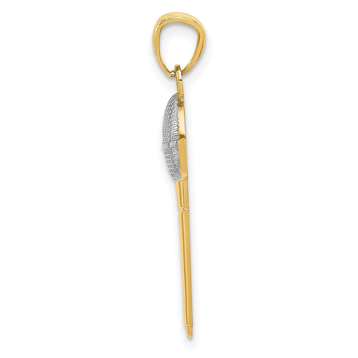 14k Two Tone Gold Concave Microphone Pendant