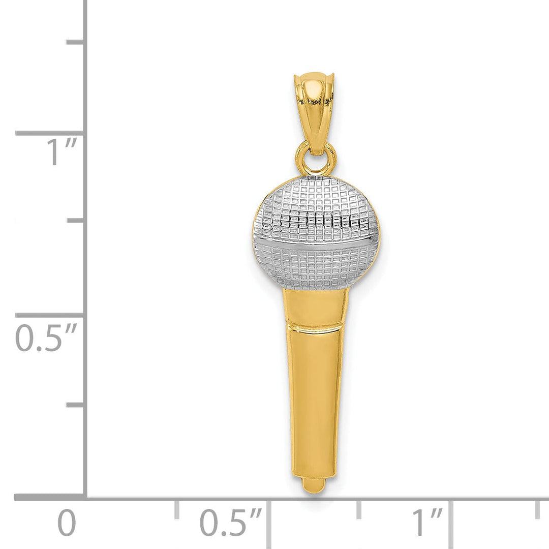 14k Two Tone Gold Concave Microphone Pendant