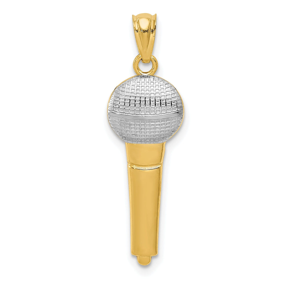 14k Two Tone Gold Concave Microphone Pendant