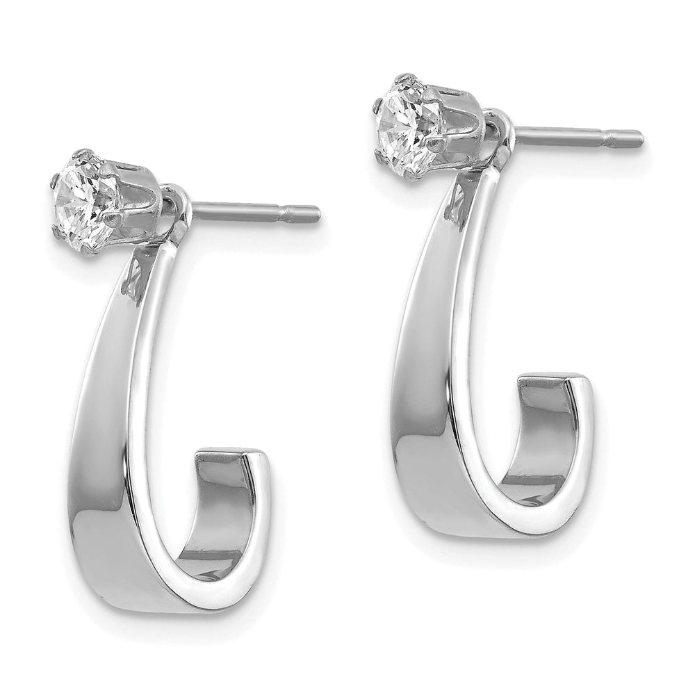 14k White Gold J Hoop Earring Jackets with C.Z Earrings