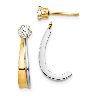 14k Two Tone Gold J Hoop Earring Jackets with C.Z at $ 180.8 only from Jewelryshopping.com