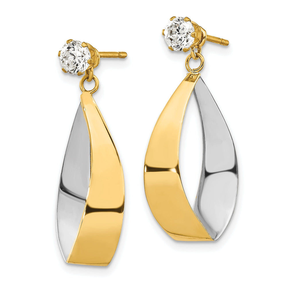14k Two Tone Gold Oval Dangle Jackets with C.Z