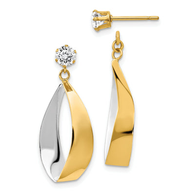 14k Two Tone Gold Oval Dangle Jackets with C.Z at $ 168.91 only from Jewelryshopping.com