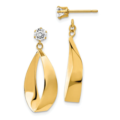 14k Yellow Gold Oval Dangle Earring Jackets with C/Z at $ 170.71 only from Jewelryshopping.com