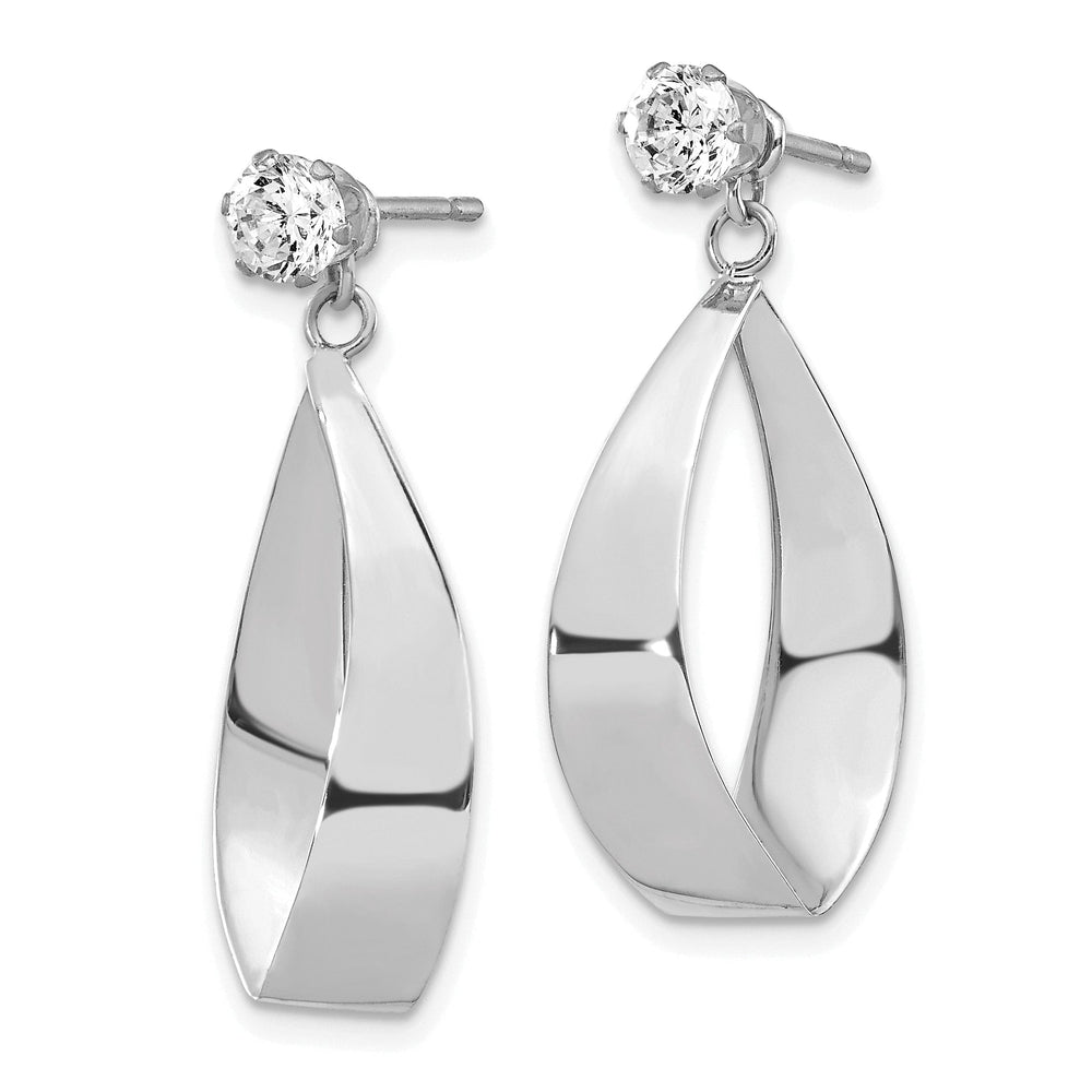 14k White Gold Polished Oval Dangle Stud Earring Jackets