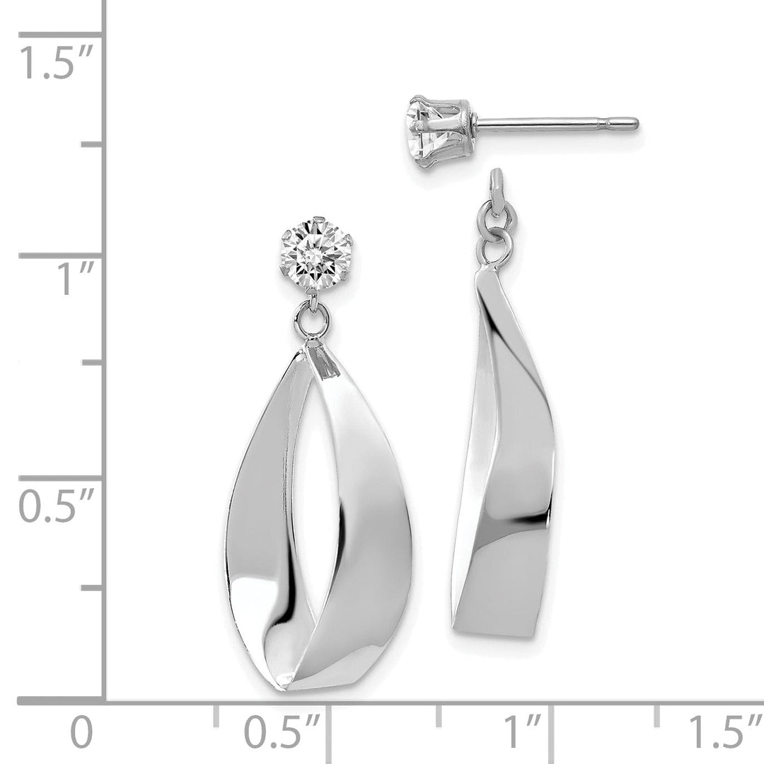 14k White Gold Polished Oval Dangle Stud Earring Jackets