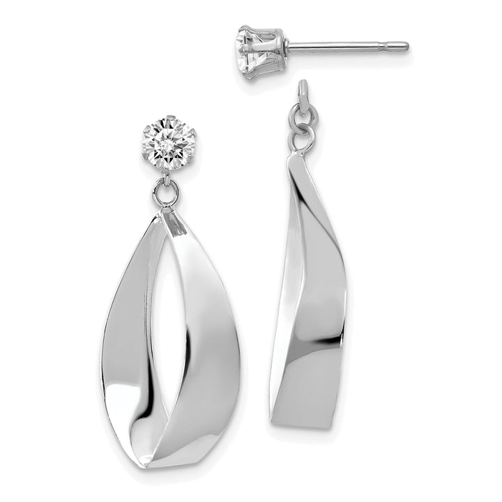 14k White Gold Polished Oval Dangle Stud Earring Jackets