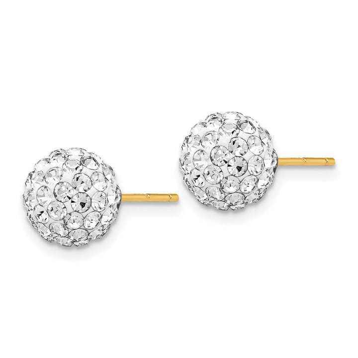 14k Yellow Gold 10mm Disco Ball Crystal Stud Earrings