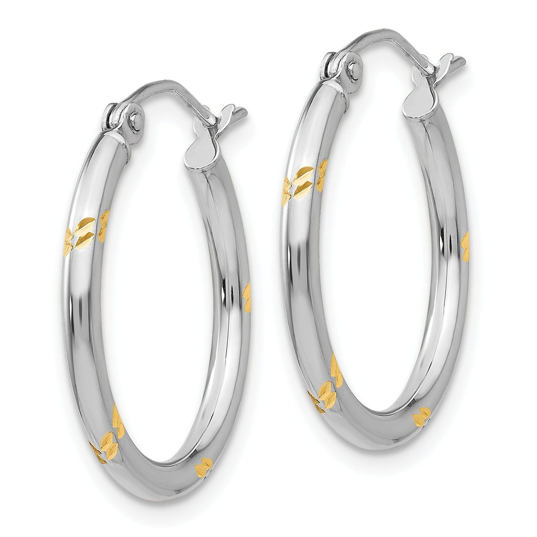 14k White Gold Rhodium Twisted Hoop Earrings