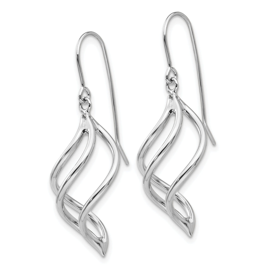 14k White Gold Polished Swirl Dangle Earrings