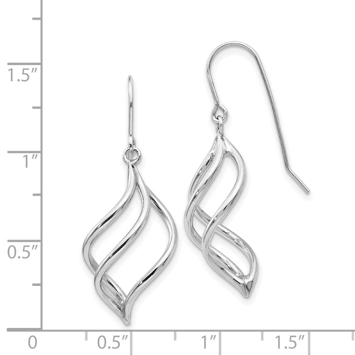 14k White Gold Polished Swirl Dangle Earrings