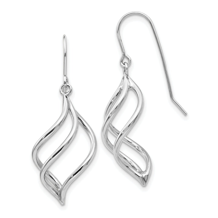 14k White Gold Polished Swirl Dangle Earrings