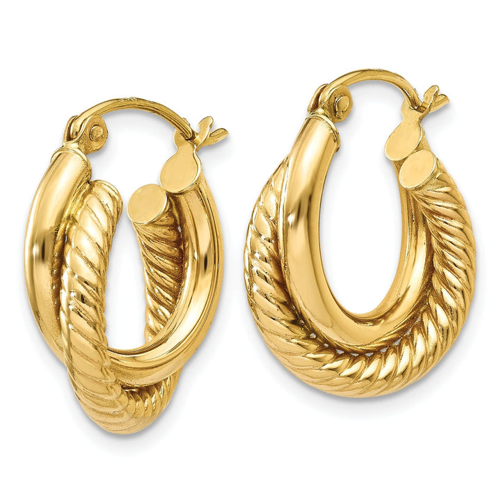 14k Yellow Gold Polished Twisted Hoop Earrings