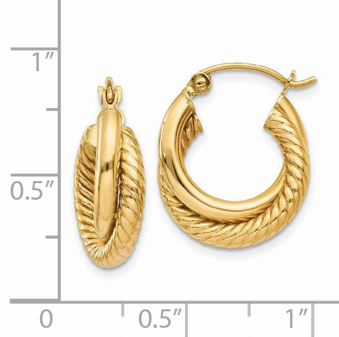 14k Yellow Gold Polished Twisted Hoop Earrings