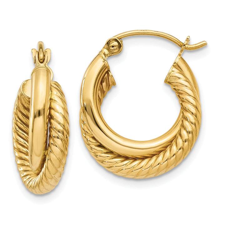 14k Yellow Gold Polished Twisted Hoop Earrings