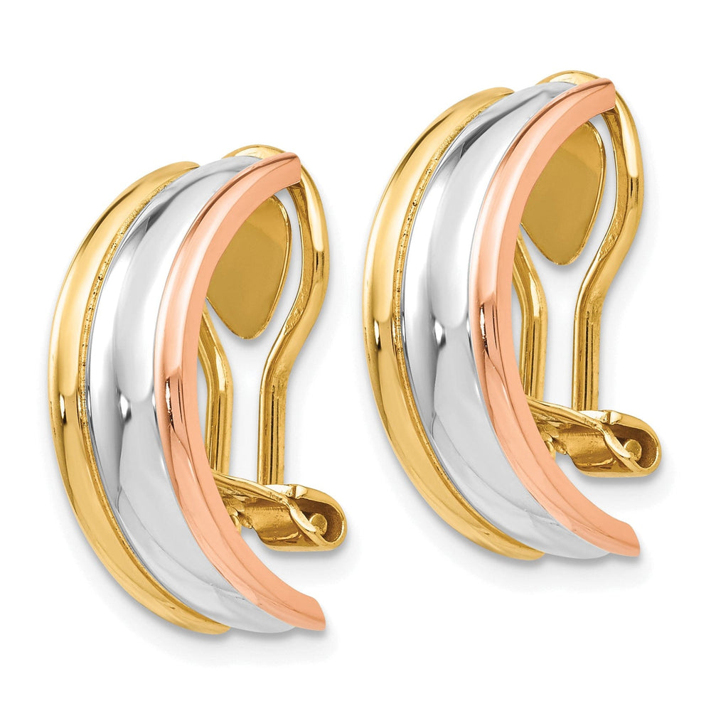 14k Tri-color Gold Non-Pierced Earrings