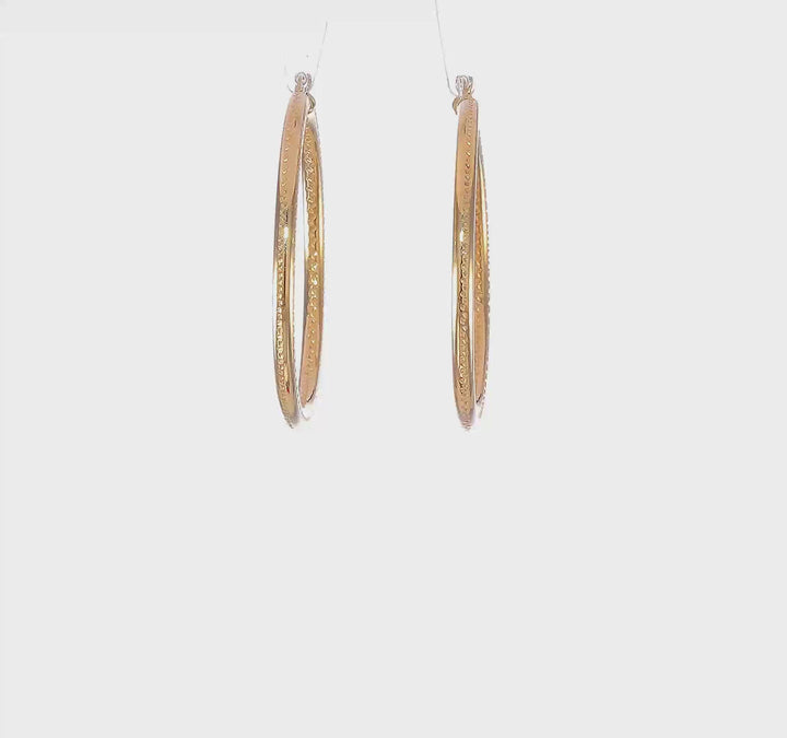 14k Yellow Gold Fancy Hoop Earrings