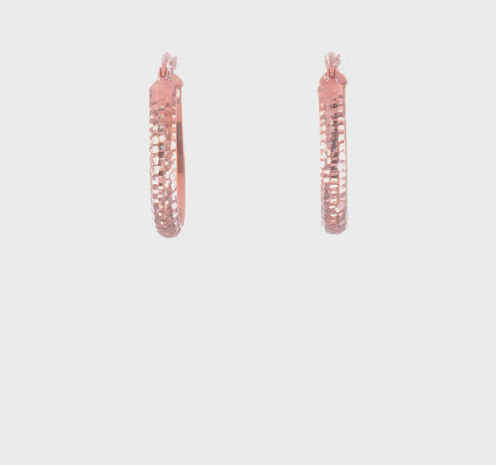 10kt Rose Gold D.C Oval Hinged Hoop Earrings