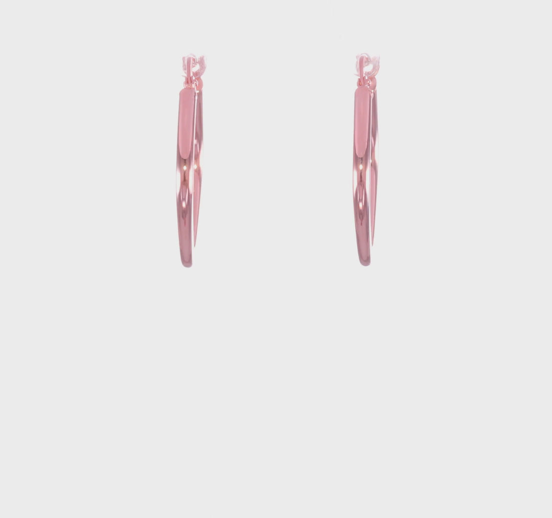 10k Rose Gold Polished Finish Square Hoop Earrings