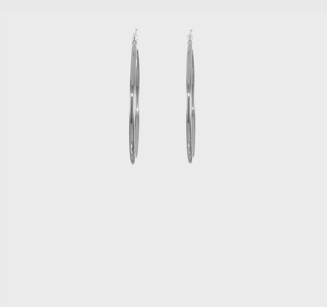 10k White Gold Polished 2MM Round Classic Earrings