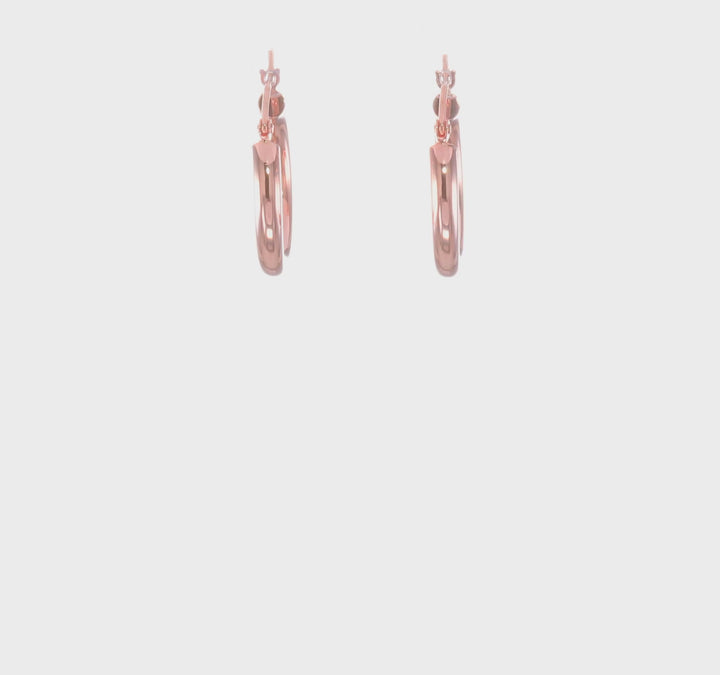 10K Rose Gold Polished Finish Hoop Earrings