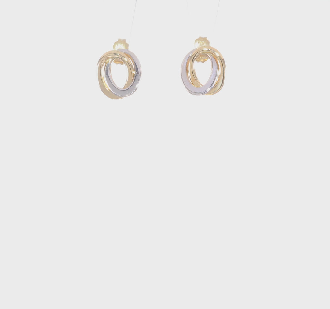 14k Two Tone Gold Polished Love Knot Earrings