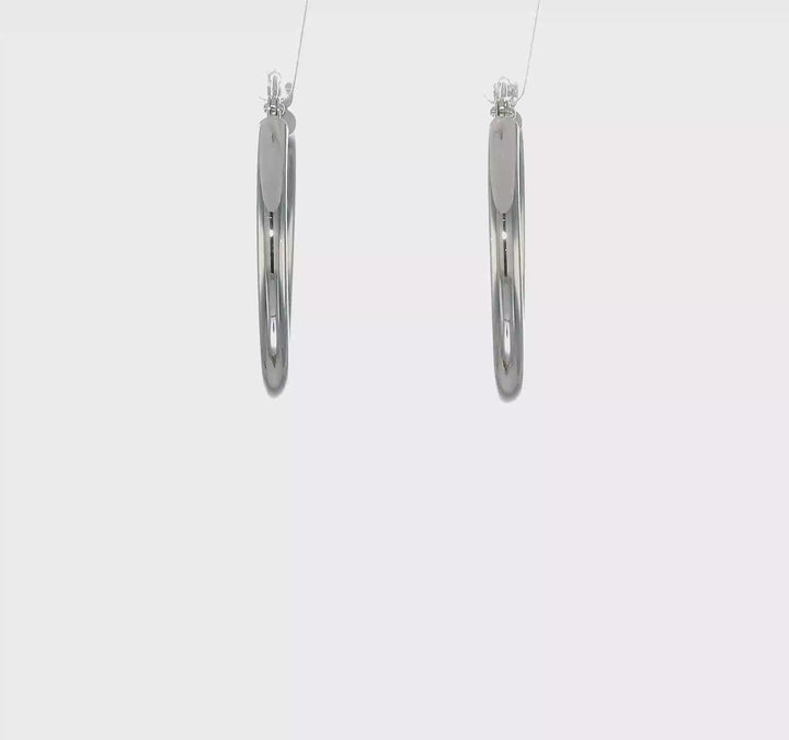 10k White Gold Polished 2.5MM Round Hoop Earrings