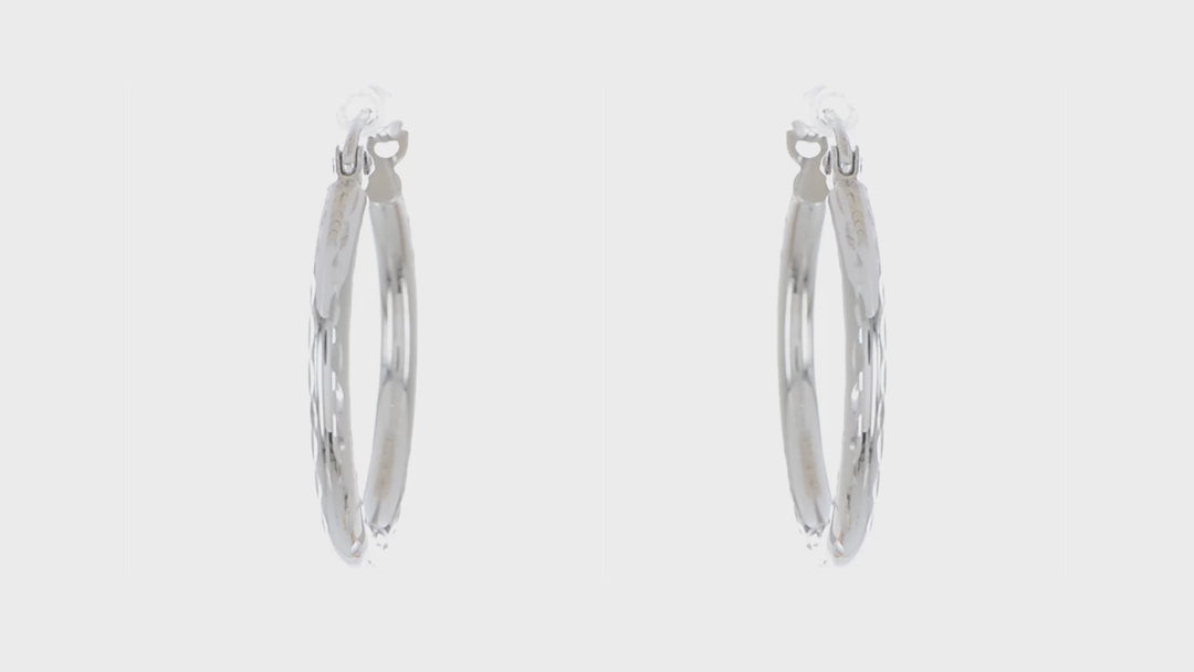 10kt White Gold D.C Hinged Hoop Earrings