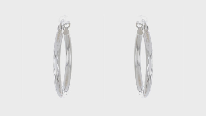 10kt White Gold D.C Hinged Hoop Earrings