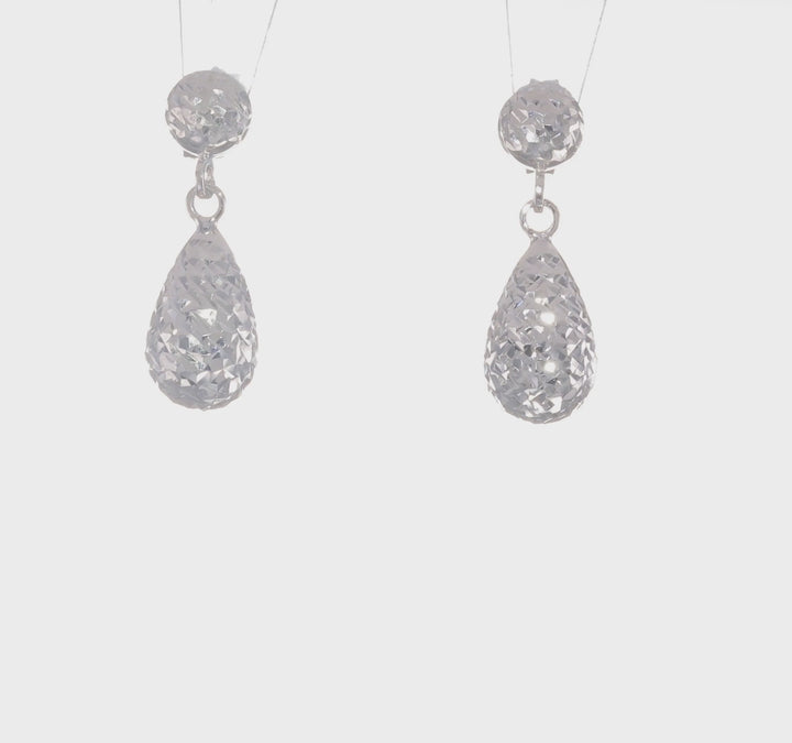 10kt White Gold D.C Post Dangle Earrings