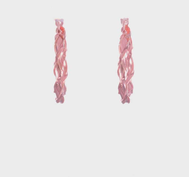 10K Rose Gold Polished Finish Twisted Hoop Earrings