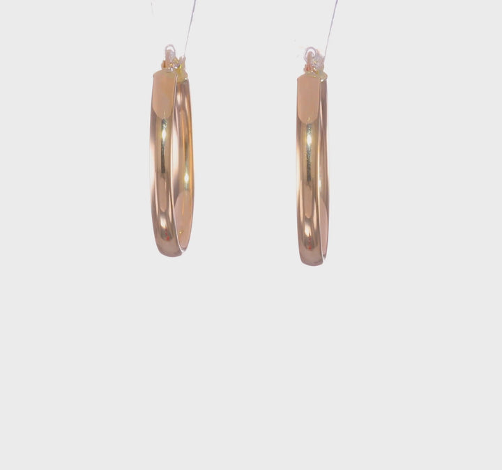 10k Yellow Gold Oval Hoop Earrings